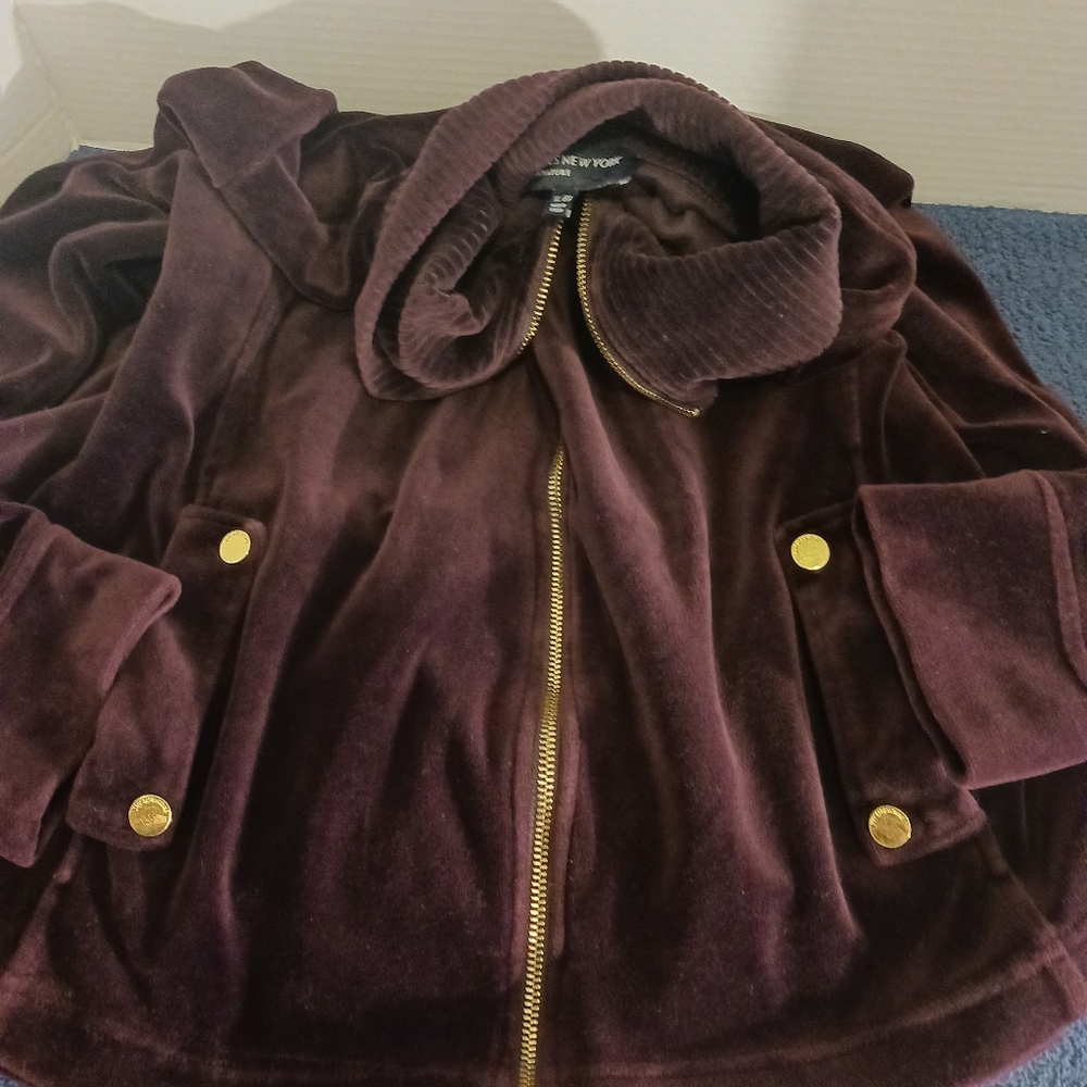 Jones New York Rich Violet Soft Jacket with Gold Zipper/Buttons & Pockets Sz XL - Picture 14 of 14